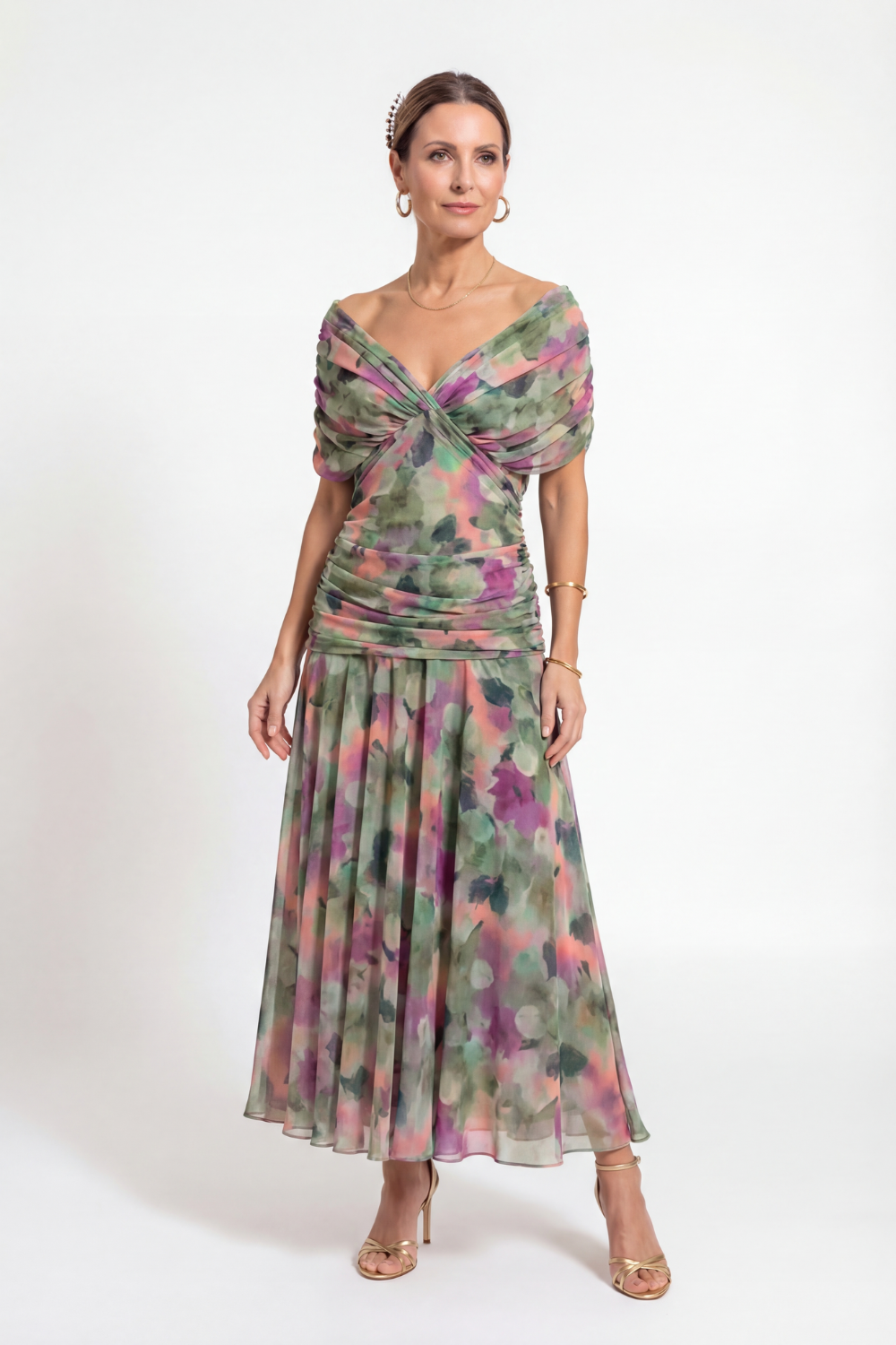 Off-Shoulder Floral Maxi Dress